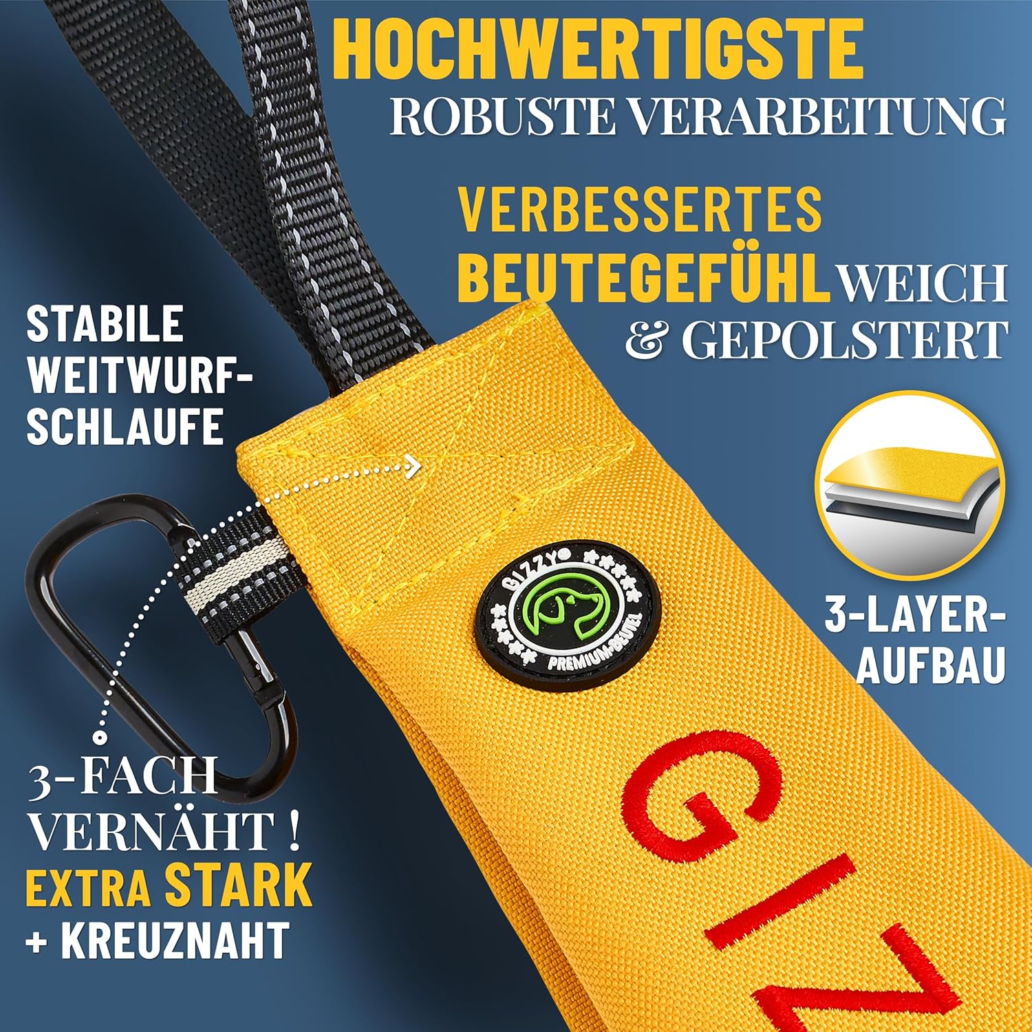 GIZZY® Futterdummy Hund – Robuster Futterbeutel & Apportierdummy