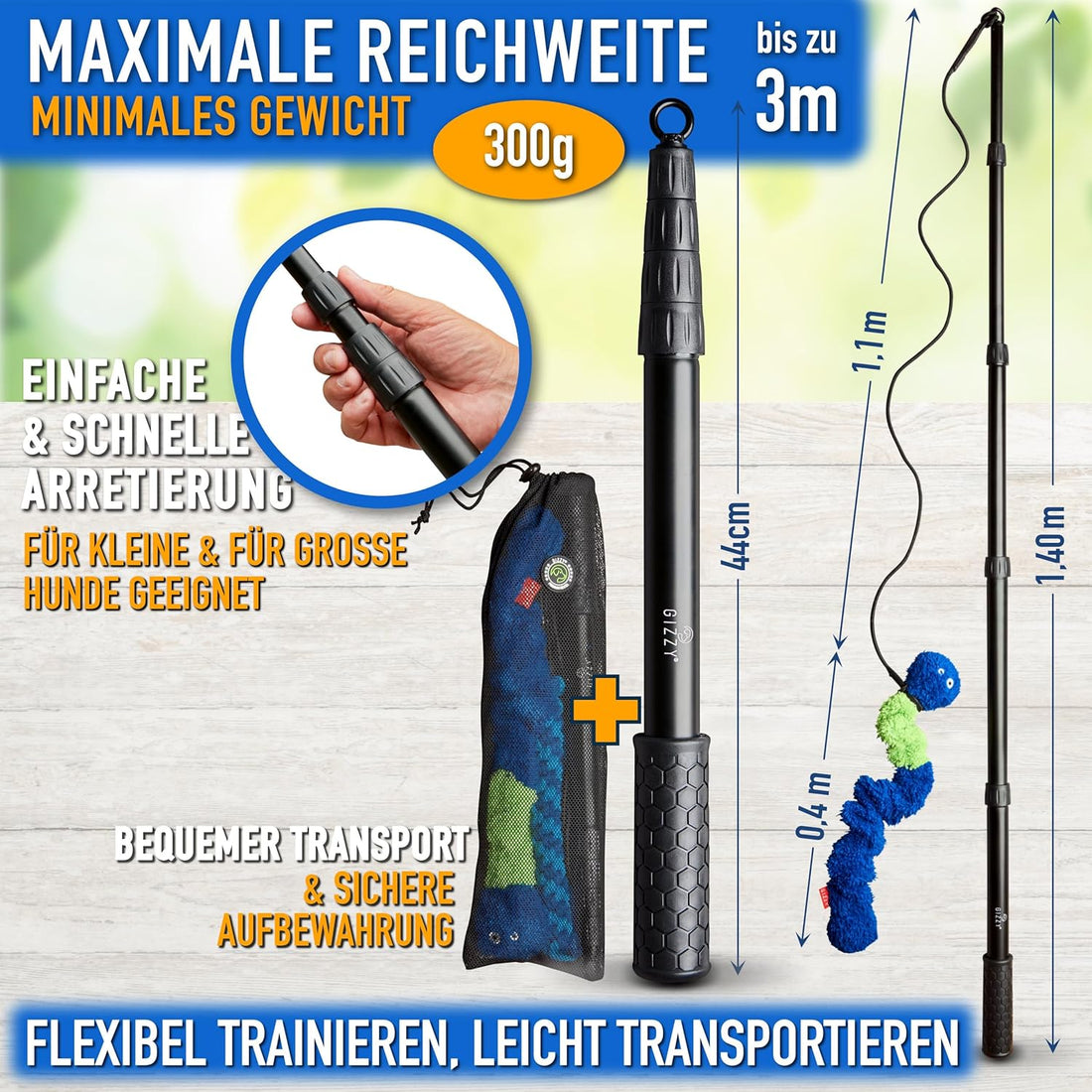 GIZZY® Reizangel Hund XL – Robuste Trainingsangel & Hundespielzeug