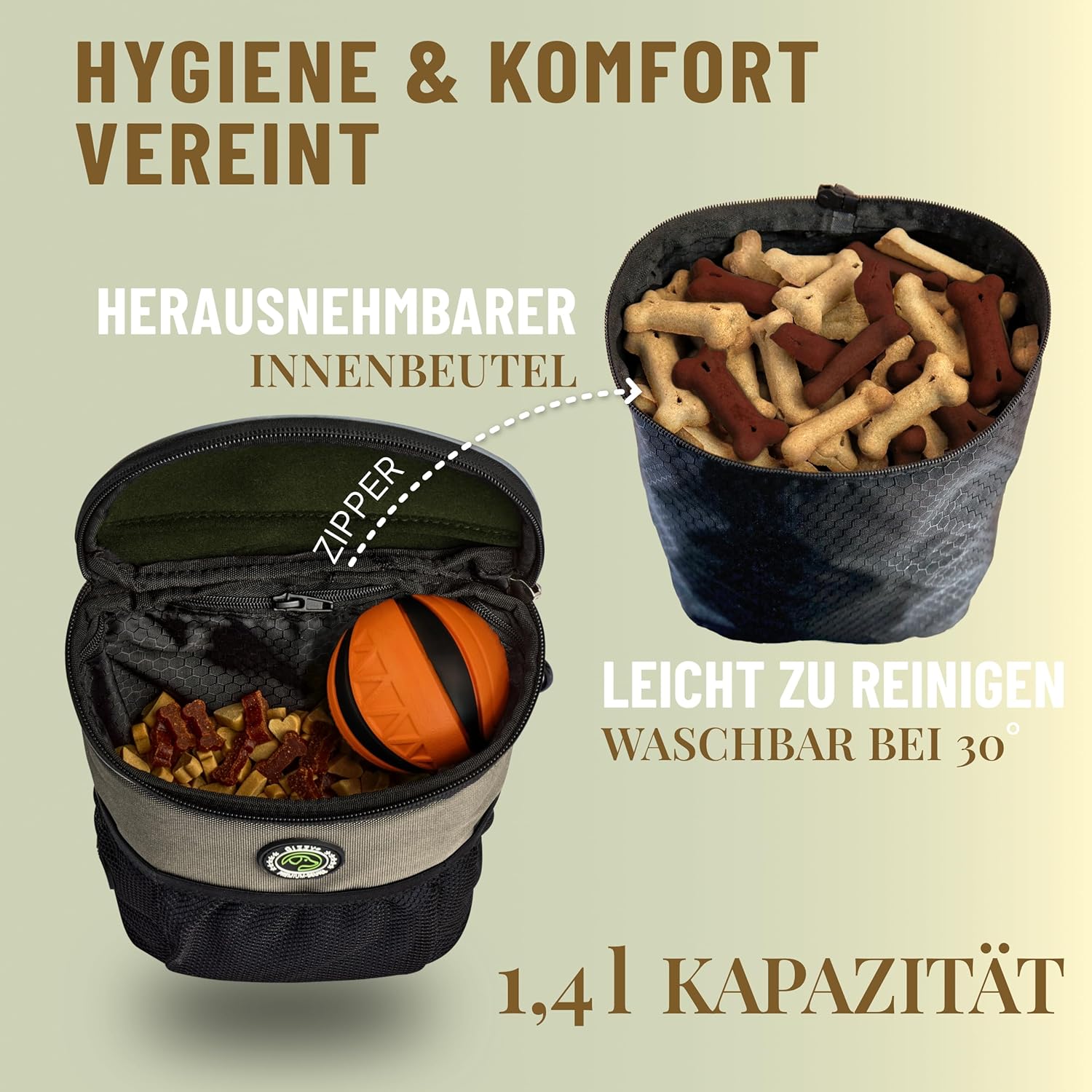 GIZZY® Leckerlitasche Hund – Futterbeutel mit Einhand-Öffnung