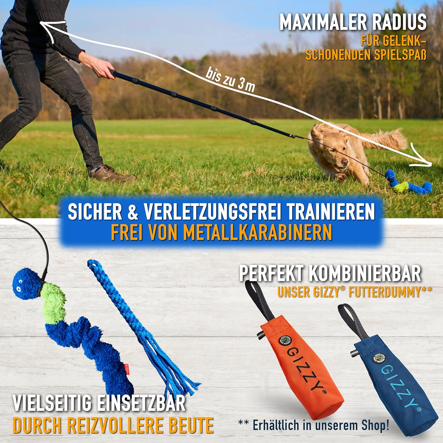 GIZZY® Reizangel Hund XL – Robuste Trainingsangel & Hundespielzeug