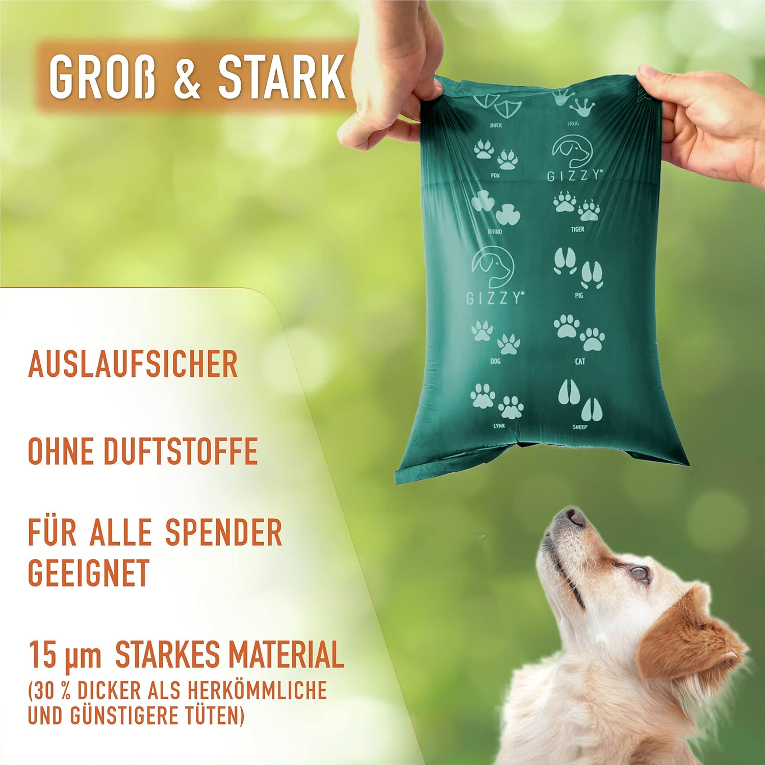 GIZZY® Hundekotbeutel – Reißfeste & auslaufsichere Kotbeutel aus recyceltem PE