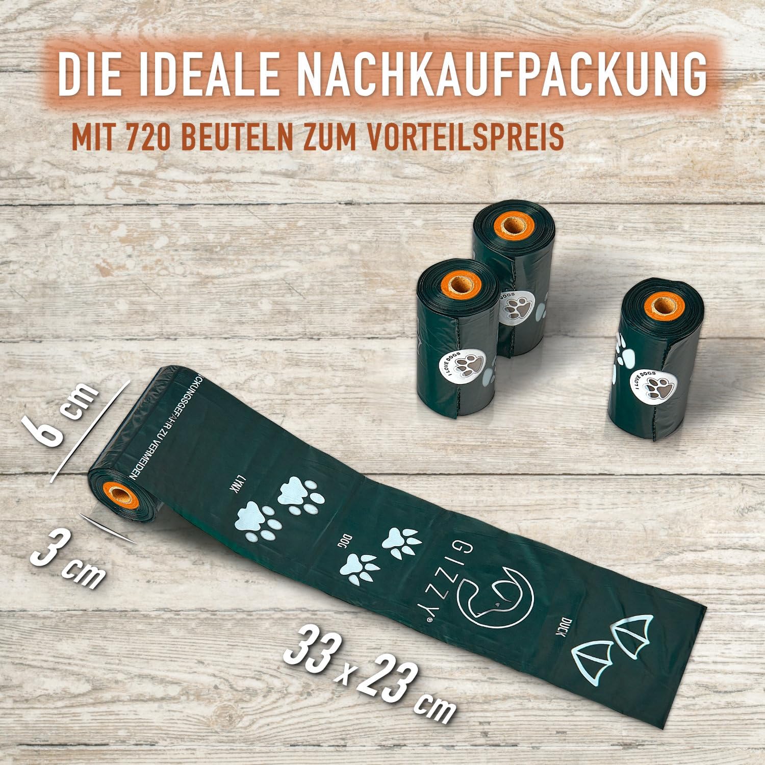 GIZZY® Hundekotbeutel – Reißfeste & auslaufsichere Kotbeutel aus recyceltem PE