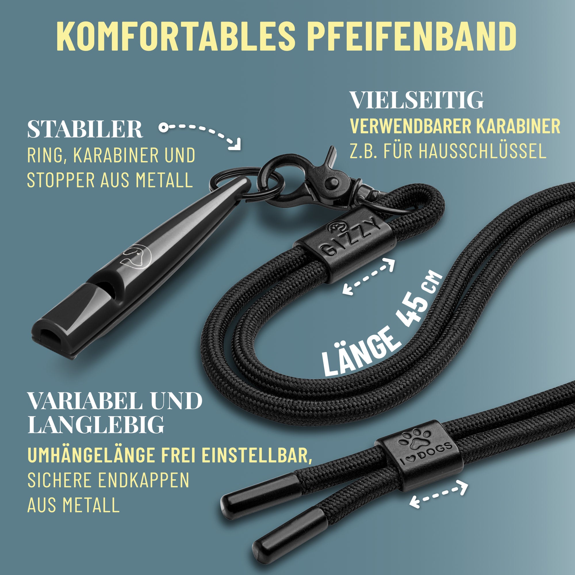 GIZZY® Hundepfeife 2er-Set – Lauter Pfeifton für Hundetraining