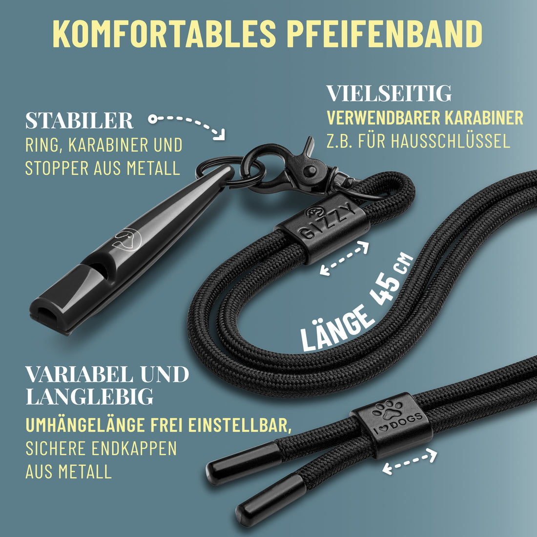 GIZZY® Hundepfeife 2er-Set – Lauter Pfeifton für Hundetraining