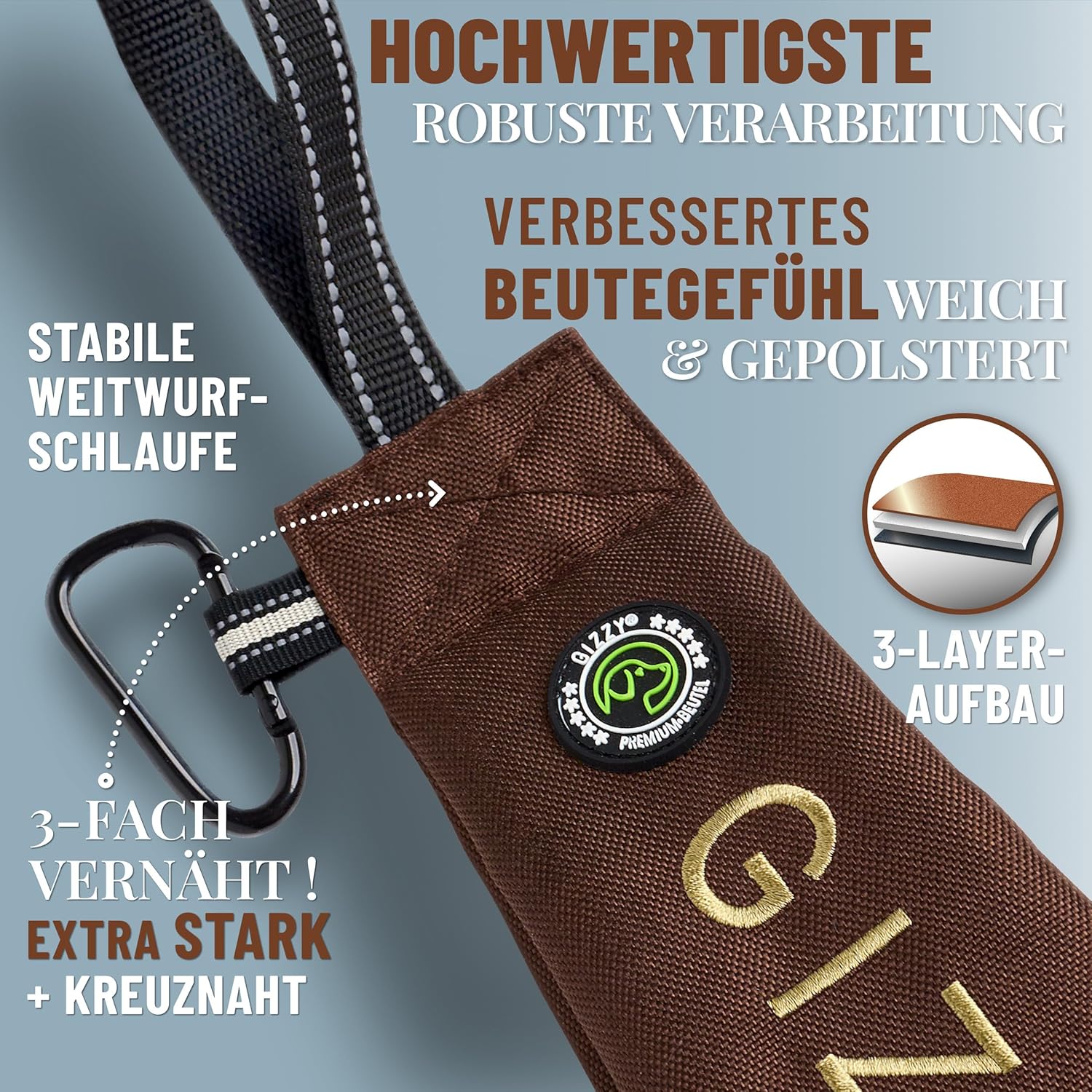 GIZZY® Futterdummy Hund – Robuster Futterbeutel & Apportierdummy