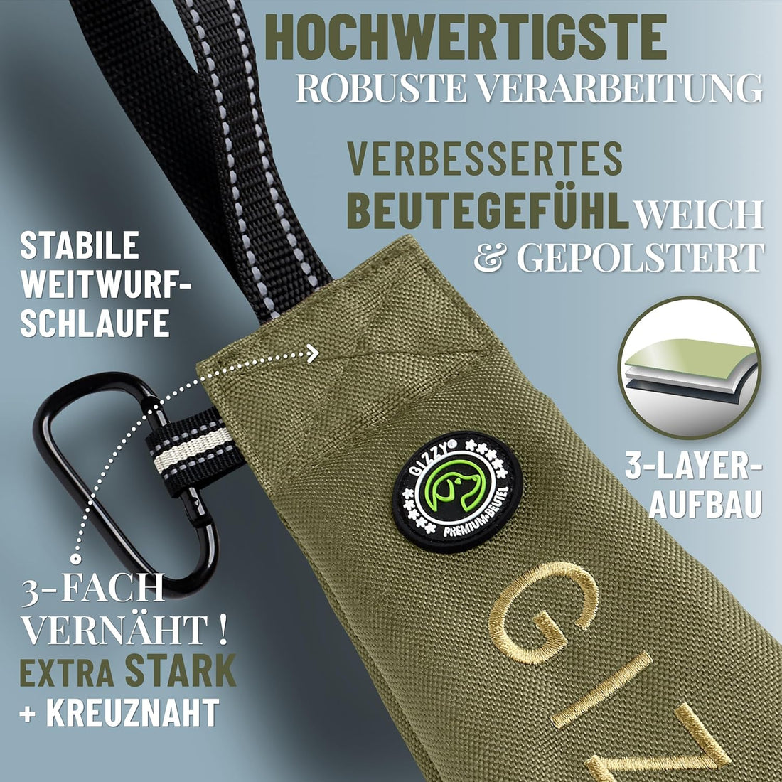 GIZZY® Futterdummy Hund – Robuster Futterbeutel & Apportierdummy
