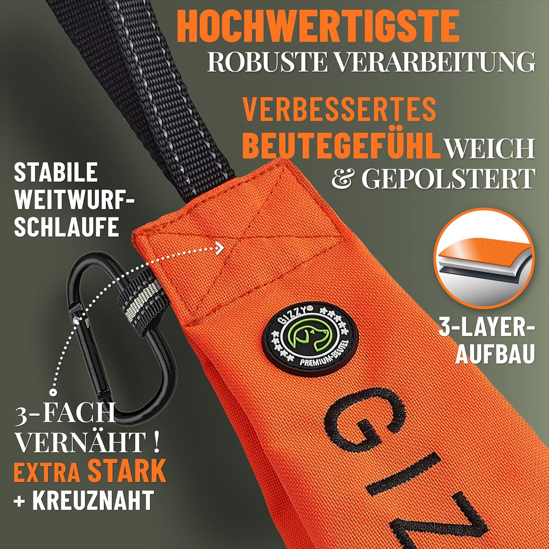GIZZY® Futterdummy Hund – Robuster Futterbeutel & Apportierdummy