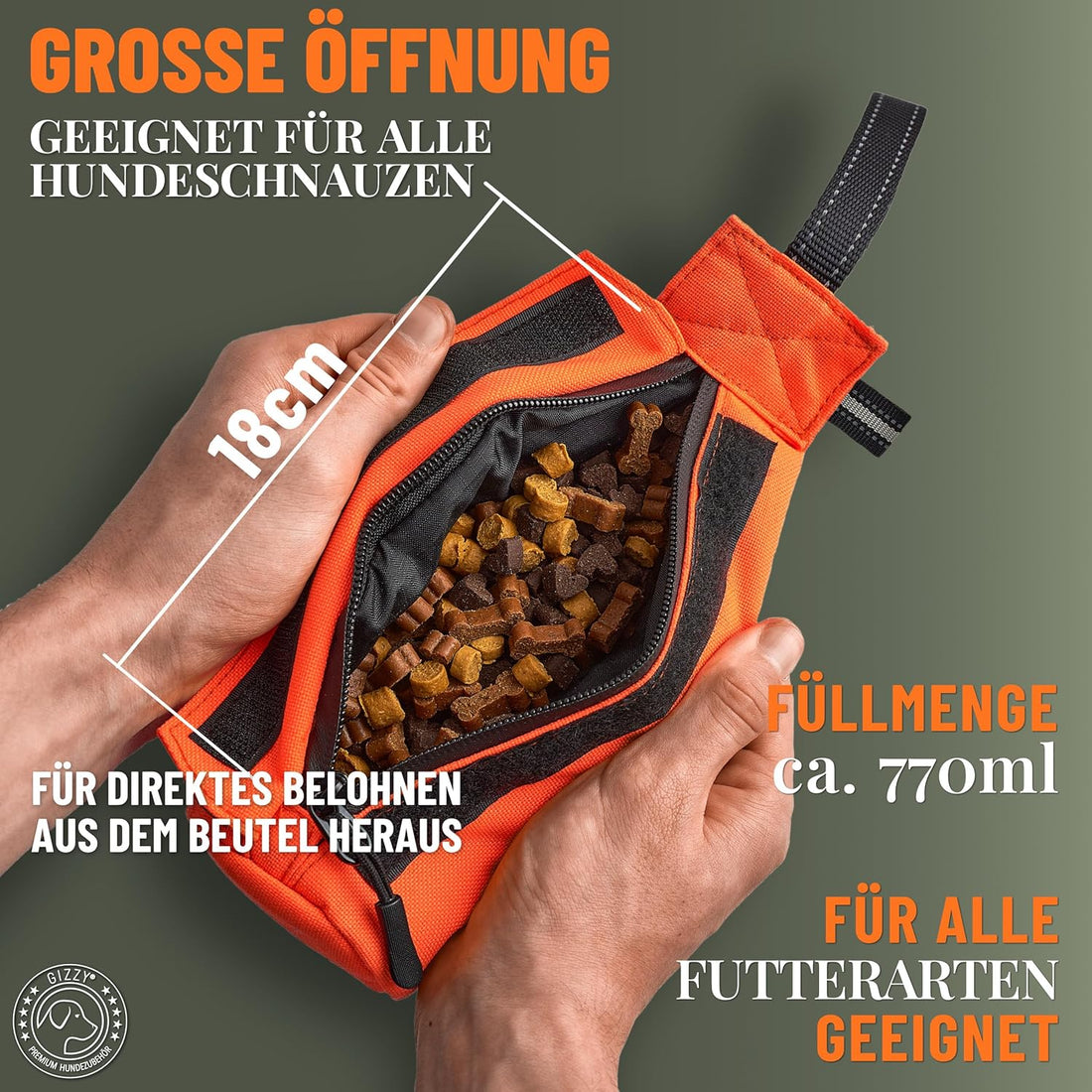 GIZZY® Futterdummy Hund – Robuster Futterbeutel & Apportierdummy