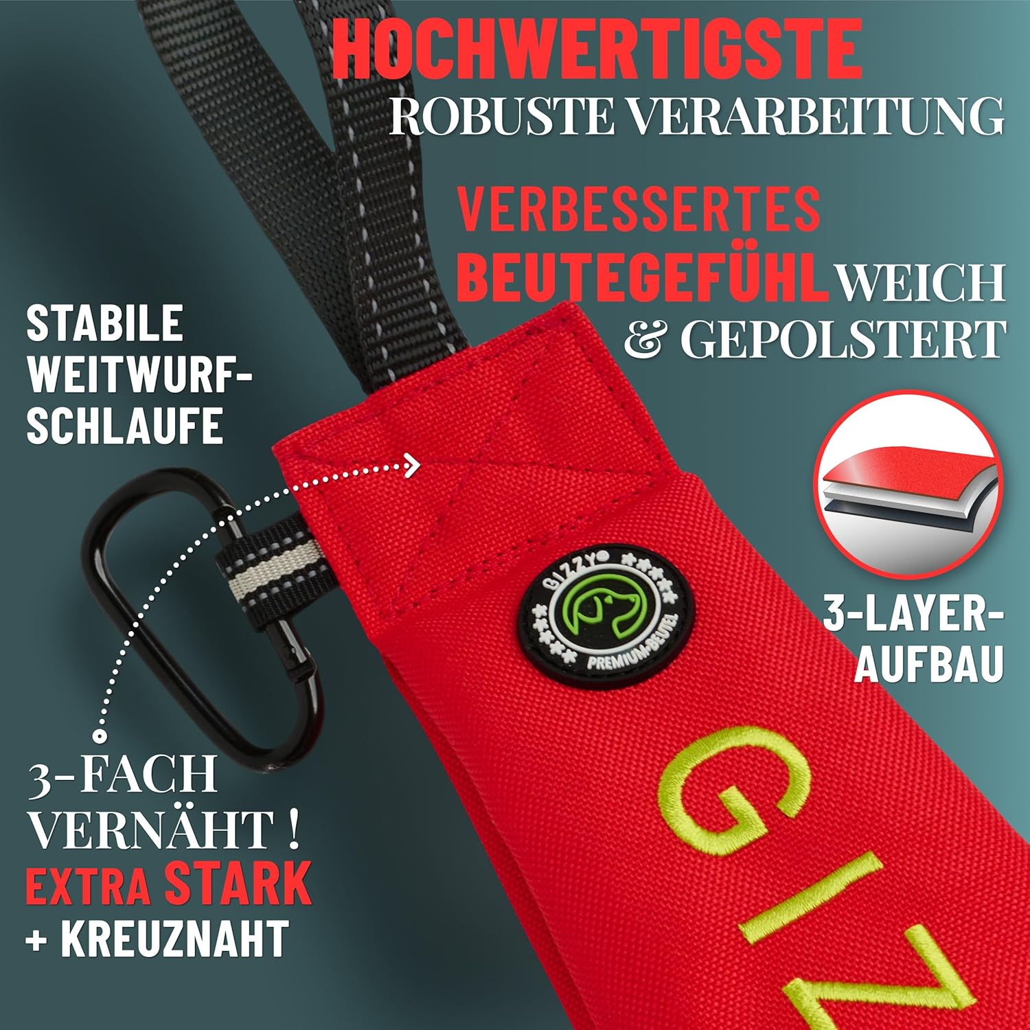 GIZZY® Futterdummy Hund – Robuster Futterbeutel & Apportierdummy