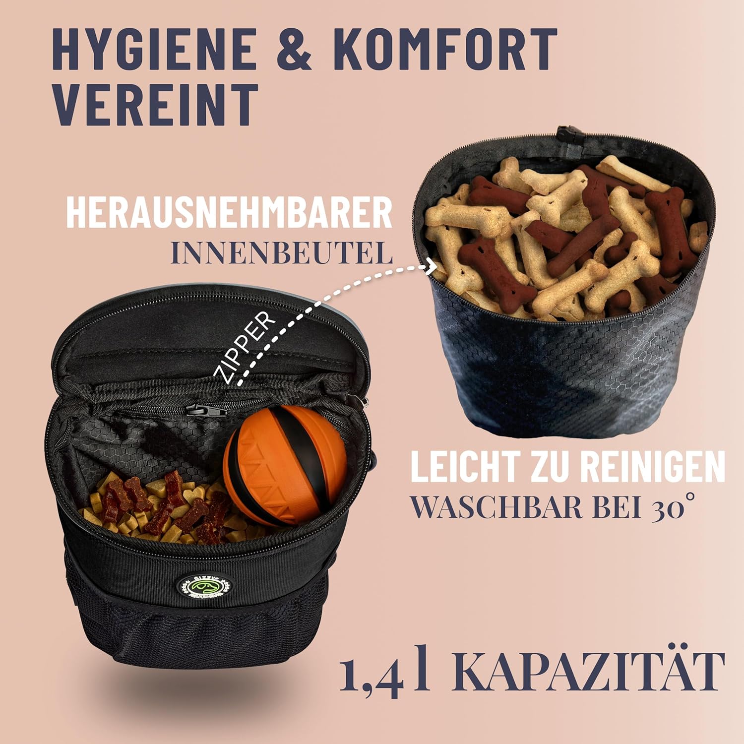 GIZZY® Leckerlitasche Hund – Futterbeutel mit Einhand-Öffnung