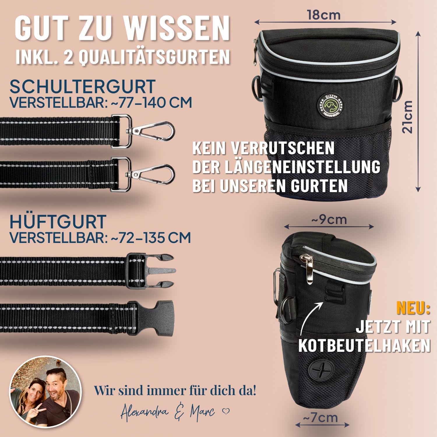 GIZZY® Leckerlitasche Hund – Futterbeutel mit Einhand-Öffnung