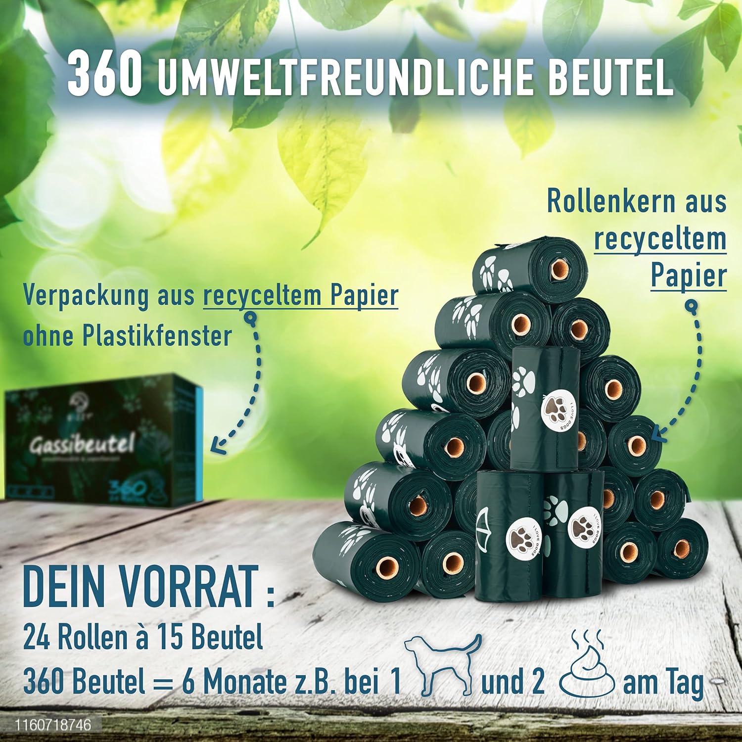 GIZZY® Hundekotbeutel – Reißfeste & auslaufsichere Kotbeutel aus recyceltem PE