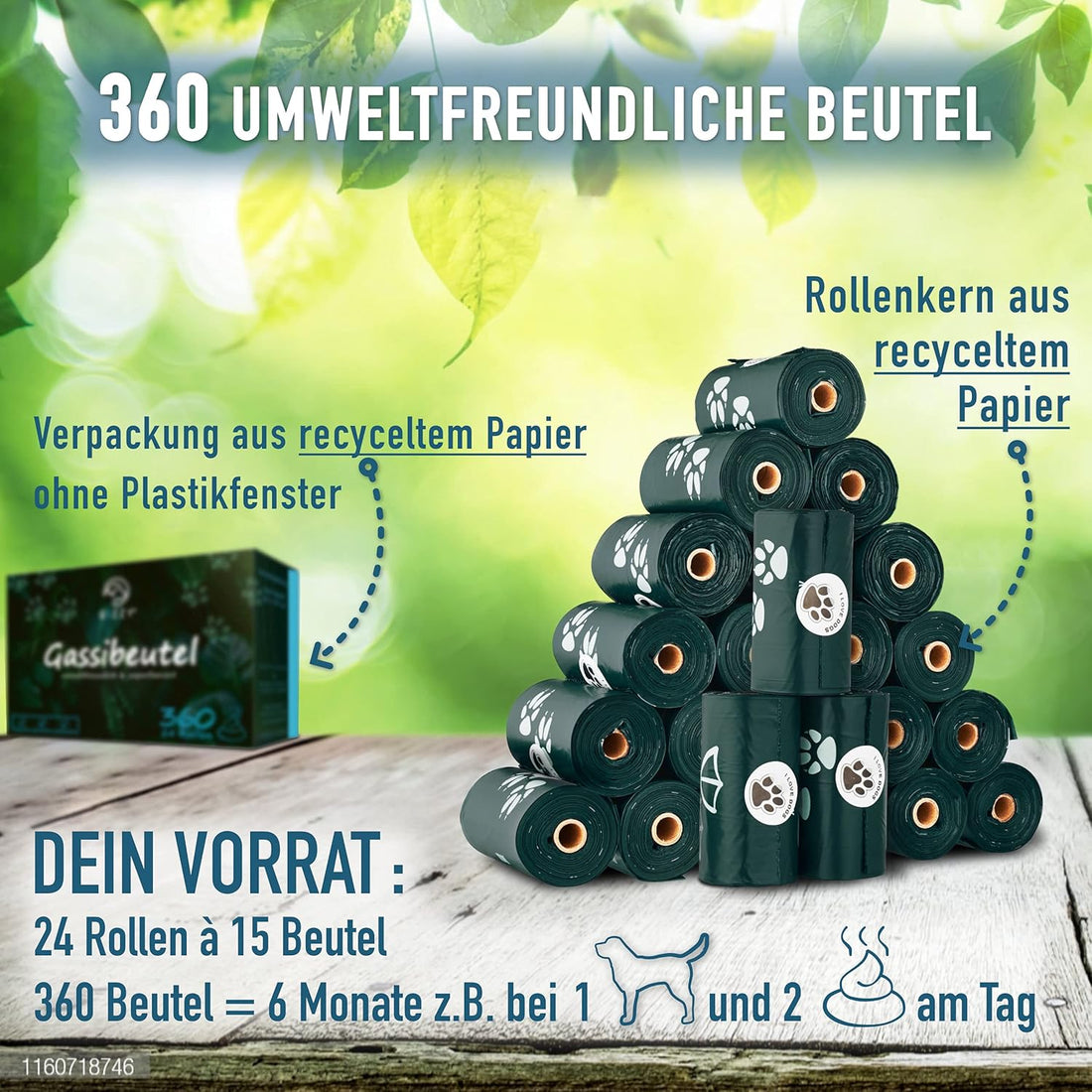 GIZZY® Hundekotbeutel – Reißfeste & auslaufsichere Kotbeutel aus recyceltem PE