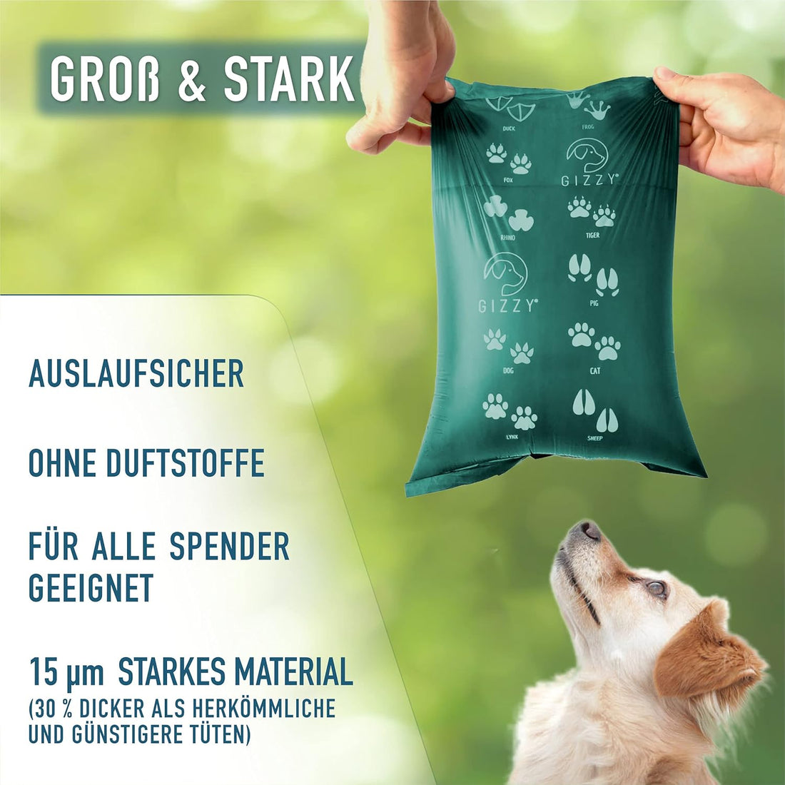 GIZZY® Hundekotbeutel – Reißfeste & auslaufsichere Kotbeutel aus recyceltem PE