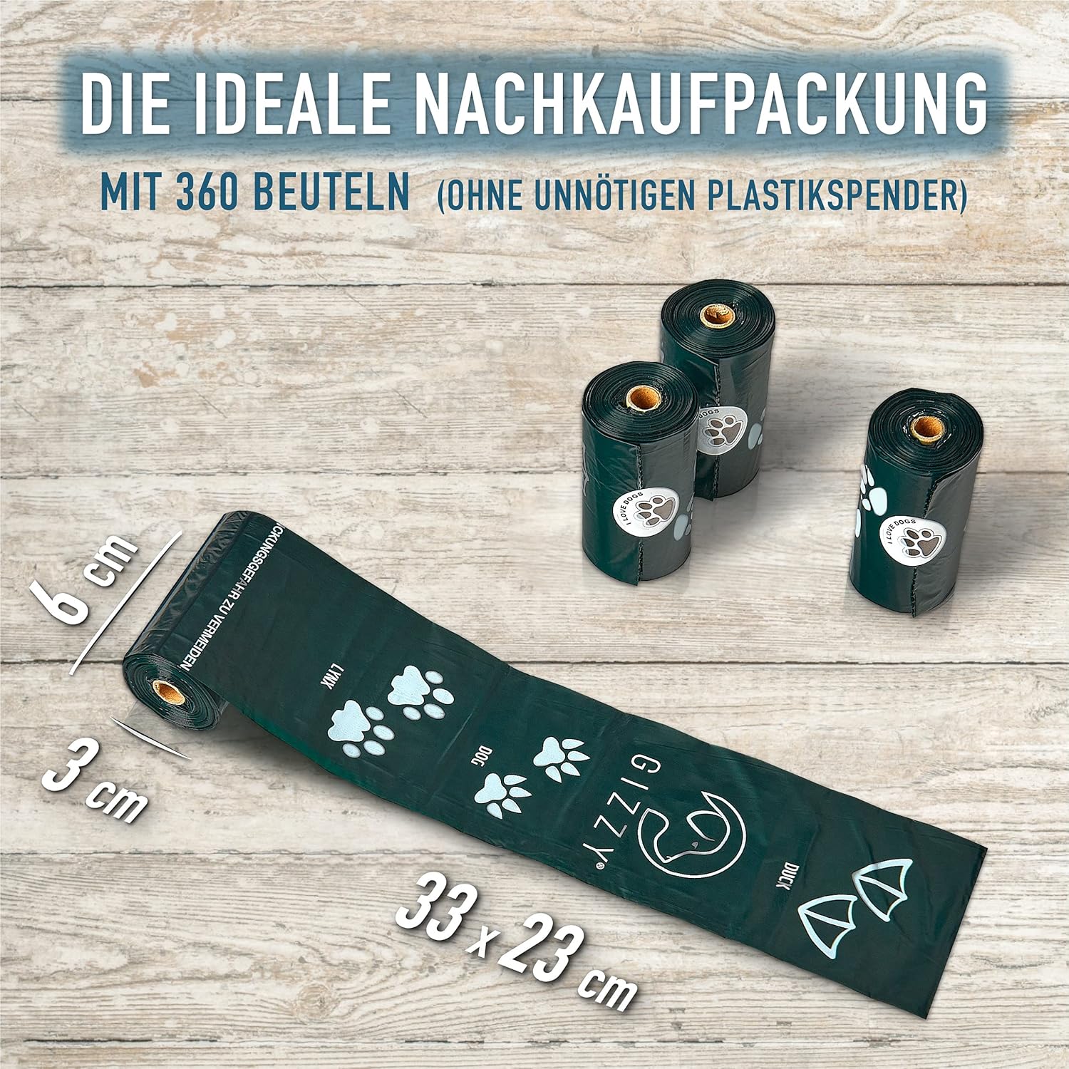 GIZZY® Hundekotbeutel – Reißfeste & auslaufsichere Kotbeutel aus recyceltem PE