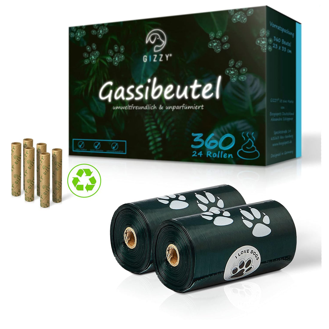 GIZZY® Hundekotbeutel – Reißfeste & auslaufsichere Kotbeutel aus recyceltem PE